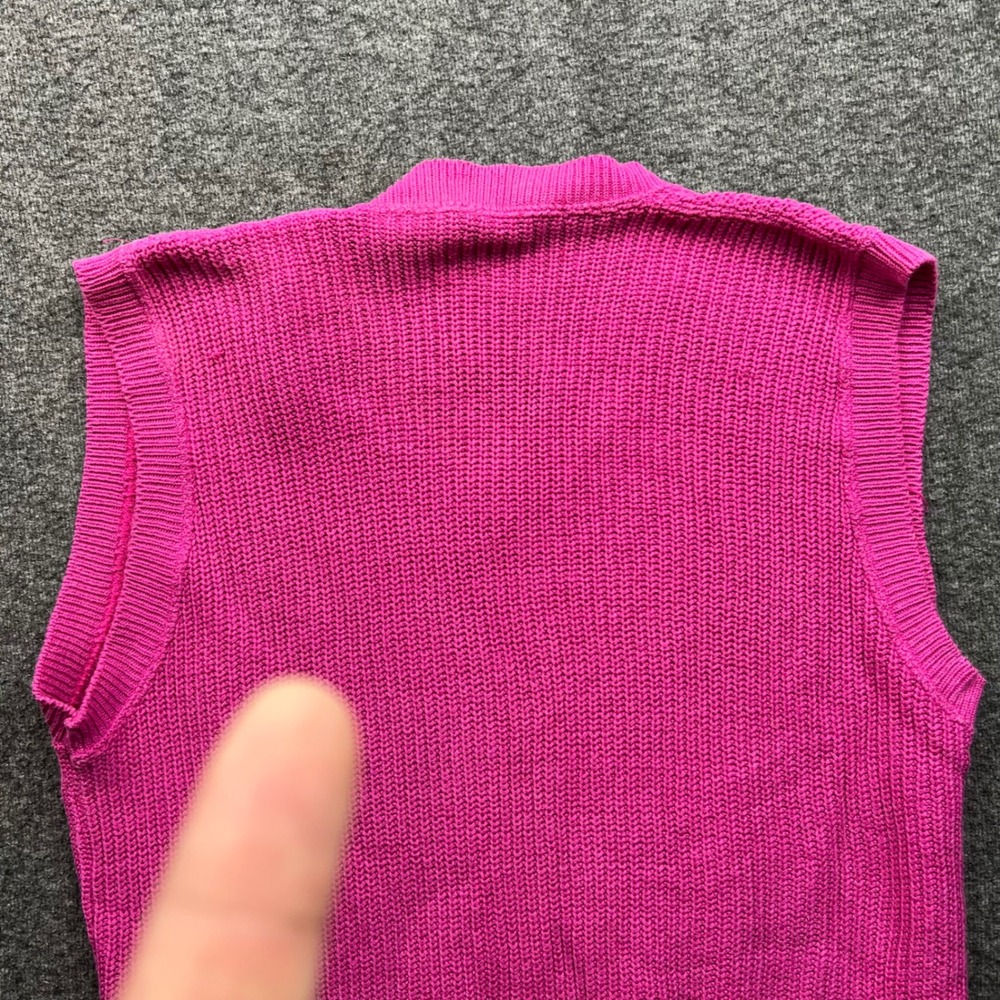 Vintage Gap Sweater Vest Womens Medium Pink 100% Cotton Shaker Knit Union USA - Picture 9 of 12